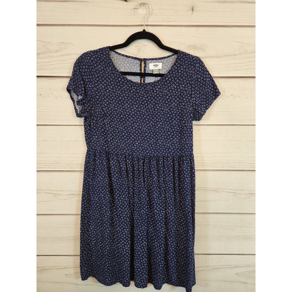 Old Navy Women's Navy Blue And White Floral Knee Length Casual Dress‎ Size S